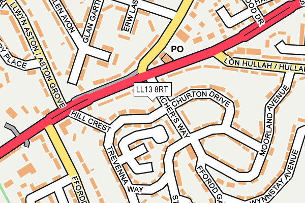 LL13 8RT map - OS OpenMap – Local (Ordnance Survey)