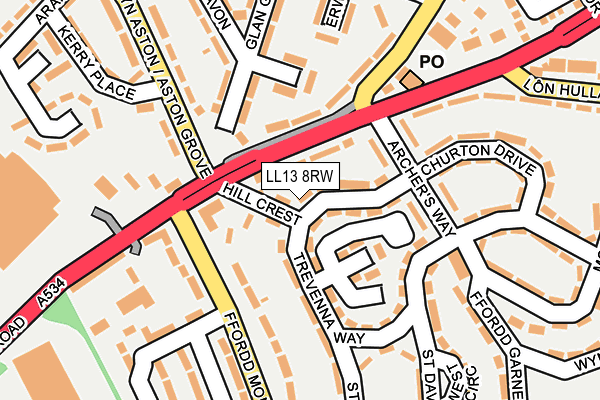 LL13 8RW map - OS OpenMap – Local (Ordnance Survey)