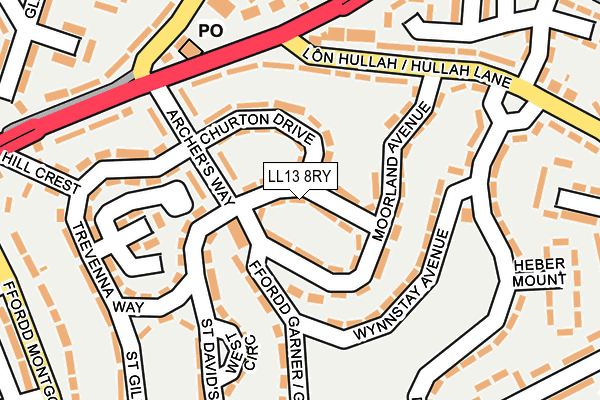 LL13 8RY map - OS OpenMap – Local (Ordnance Survey)