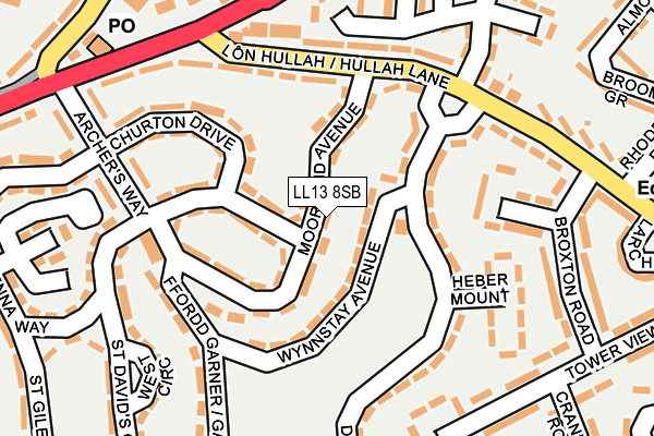 LL13 8SB map - OS OpenMap – Local (Ordnance Survey)