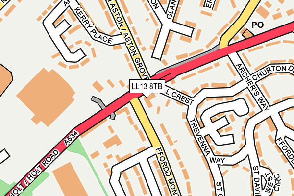 LL13 8TB map - OS OpenMap – Local (Ordnance Survey)