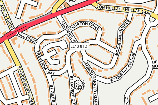 LL13 8TD map - OS OpenMap – Local (Ordnance Survey)