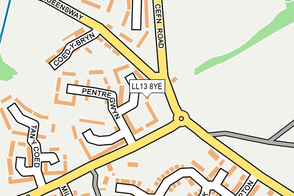 LL13 8YE map - OS OpenMap – Local (Ordnance Survey)