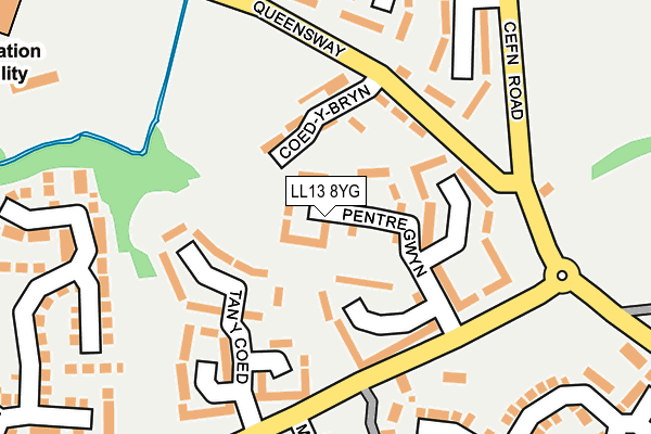 LL13 8YG map - OS OpenMap – Local (Ordnance Survey)