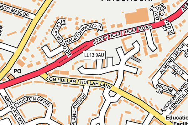 LL13 9AU map - OS OpenMap – Local (Ordnance Survey)