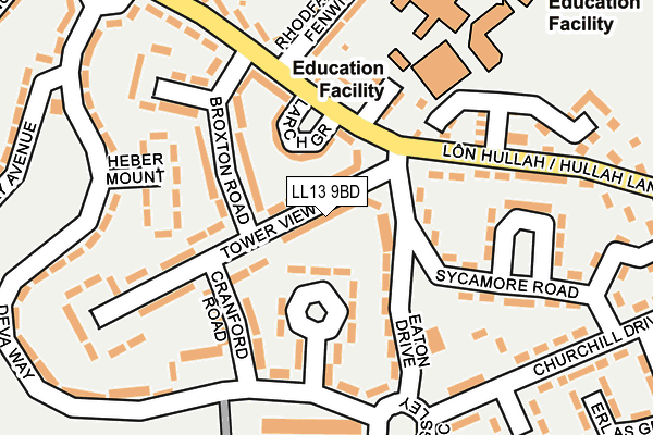 LL13 9BD map - OS OpenMap – Local (Ordnance Survey)