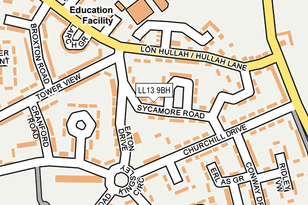 LL13 9BH map - OS OpenMap – Local (Ordnance Survey)