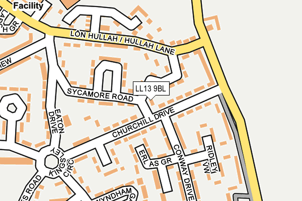 LL13 9BL map - OS OpenMap – Local (Ordnance Survey)