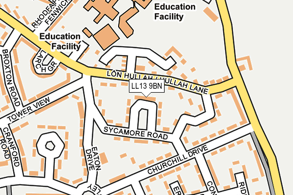 LL13 9BN map - OS OpenMap – Local (Ordnance Survey)