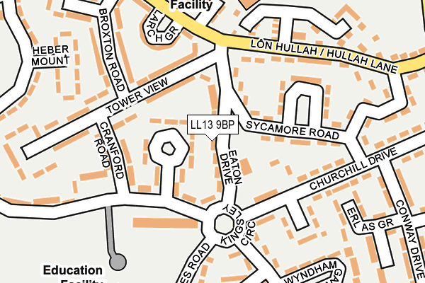 LL13 9BP map - OS OpenMap – Local (Ordnance Survey)