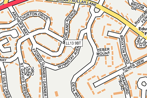 LL13 9BT map - OS OpenMap – Local (Ordnance Survey)