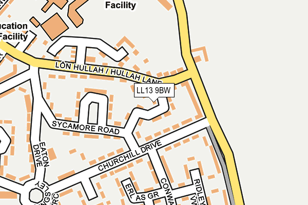 LL13 9BW map - OS OpenMap – Local (Ordnance Survey)
