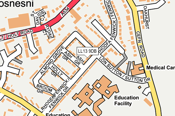 LL13 9DB map - OS OpenMap – Local (Ordnance Survey)