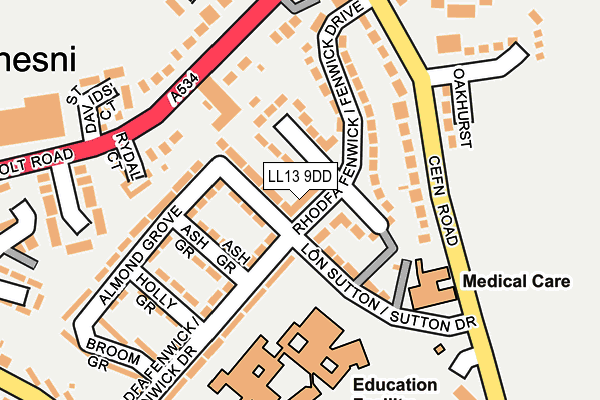 LL13 9DD map - OS OpenMap – Local (Ordnance Survey)