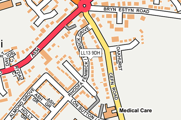 LL13 9DH map - OS OpenMap – Local (Ordnance Survey)