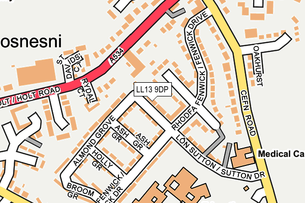 LL13 9DP map - OS OpenMap – Local (Ordnance Survey)
