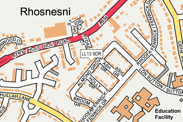 LL13 9DR map - OS OpenMap – Local (Ordnance Survey)