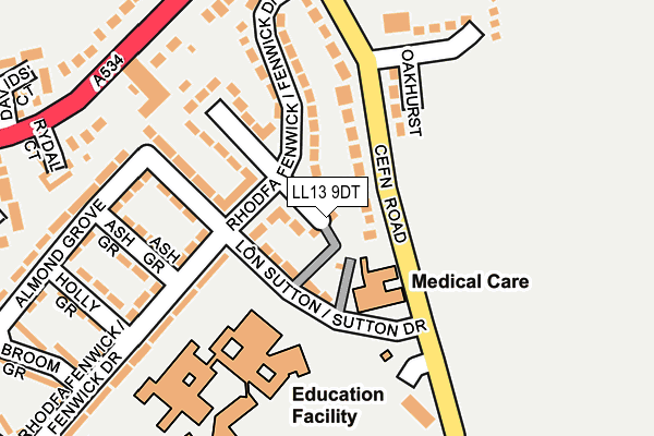 LL13 9DT map - OS OpenMap – Local (Ordnance Survey)