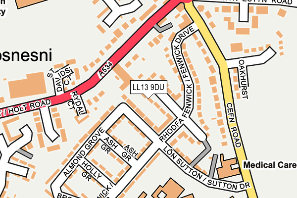 LL13 9DU map - OS OpenMap – Local (Ordnance Survey)