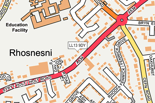 LL13 9DY map - OS OpenMap – Local (Ordnance Survey)