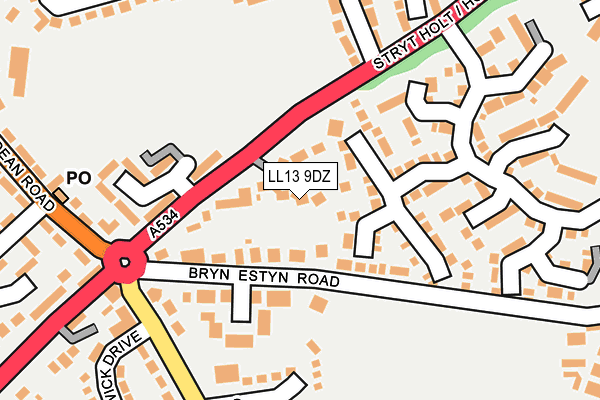 LL13 9DZ map - OS OpenMap – Local (Ordnance Survey)