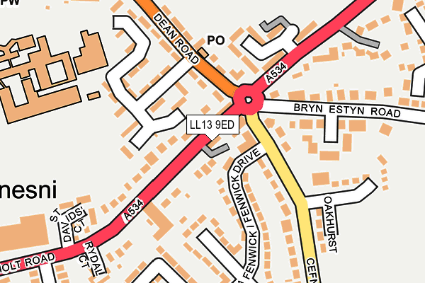 LL13 9ED map - OS OpenMap – Local (Ordnance Survey)