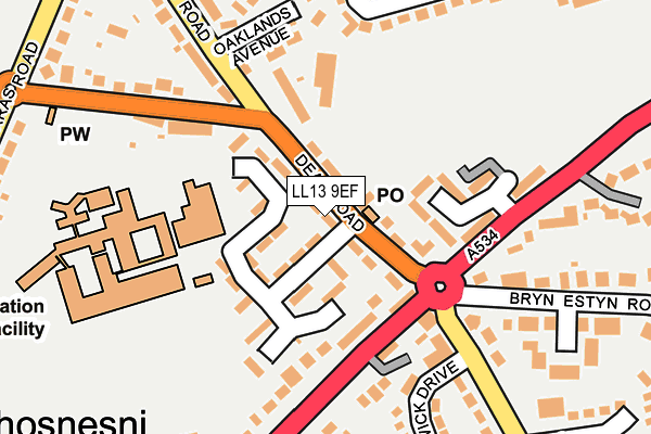 LL13 9EF map - OS OpenMap – Local (Ordnance Survey)