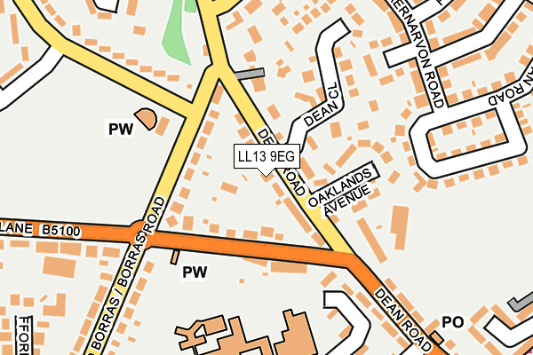LL13 9EG map - OS OpenMap – Local (Ordnance Survey)