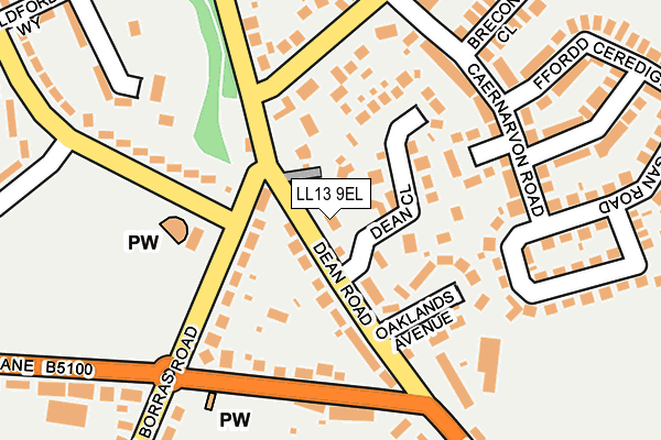 LL13 9EL map - OS OpenMap – Local (Ordnance Survey)