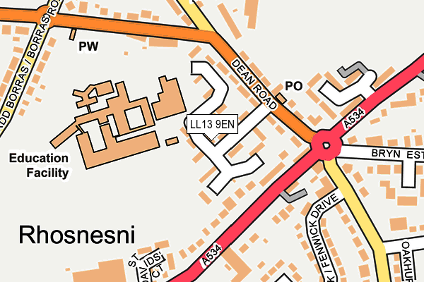 LL13 9EN map - OS OpenMap – Local (Ordnance Survey)