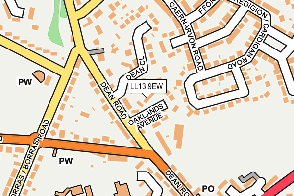 LL13 9EW map - OS OpenMap – Local (Ordnance Survey)