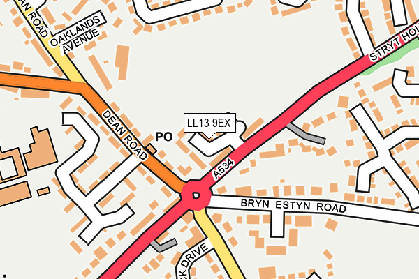LL13 9EX map - OS OpenMap – Local (Ordnance Survey)