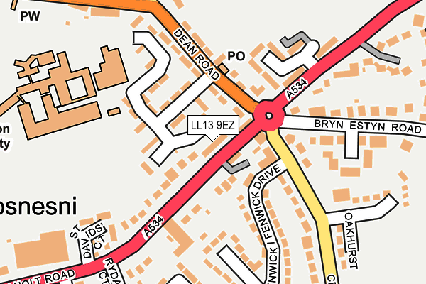 LL13 9EZ map - OS OpenMap – Local (Ordnance Survey)
