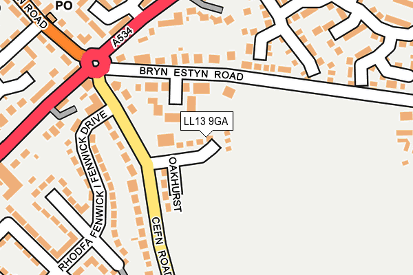LL13 9GA map - OS OpenMap – Local (Ordnance Survey)