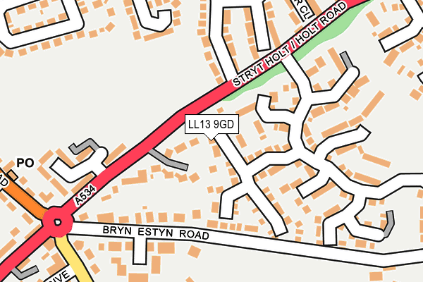 LL13 9GD map - OS OpenMap – Local (Ordnance Survey)