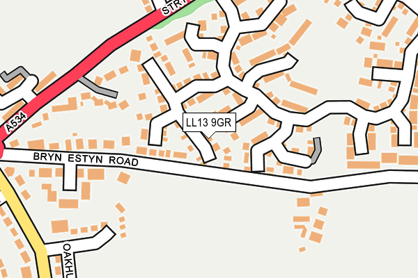 LL13 9GR map - OS OpenMap – Local (Ordnance Survey)