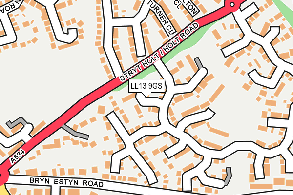 LL13 9GS map - OS OpenMap – Local (Ordnance Survey)