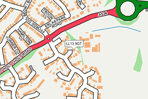 LL13 9GT map - OS OpenMap – Local (Ordnance Survey)