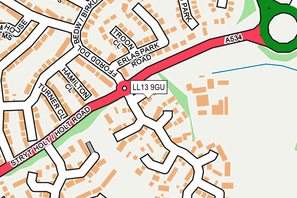 LL13 9GU map - OS OpenMap – Local (Ordnance Survey)