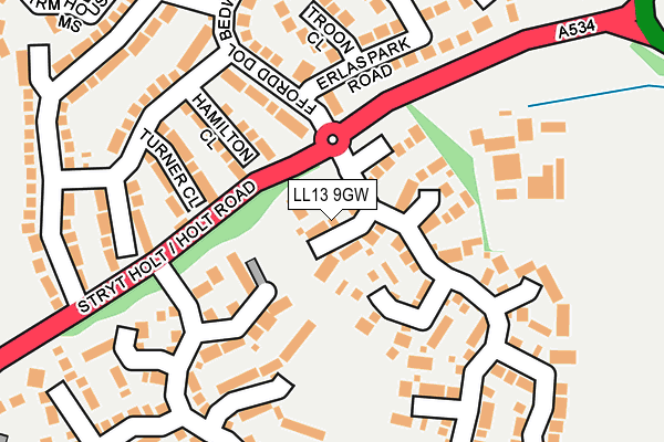 LL13 9GW map - OS OpenMap – Local (Ordnance Survey)