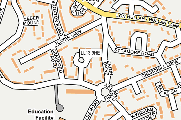 LL13 9HE map - OS OpenMap – Local (Ordnance Survey)