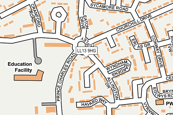 LL13 9HG map - OS OpenMap – Local (Ordnance Survey)