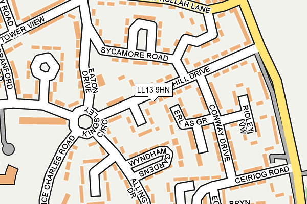 LL13 9HN map - OS OpenMap – Local (Ordnance Survey)