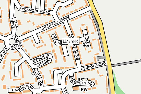 LL13 9HR map - OS OpenMap – Local (Ordnance Survey)