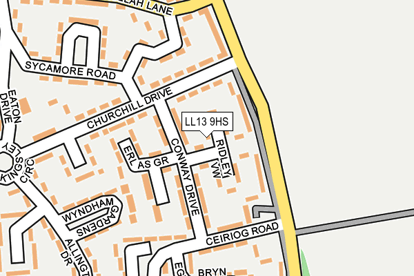 LL13 9HS map - OS OpenMap – Local (Ordnance Survey)