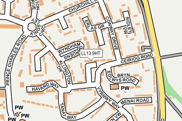 LL13 9HT map - OS OpenMap – Local (Ordnance Survey)