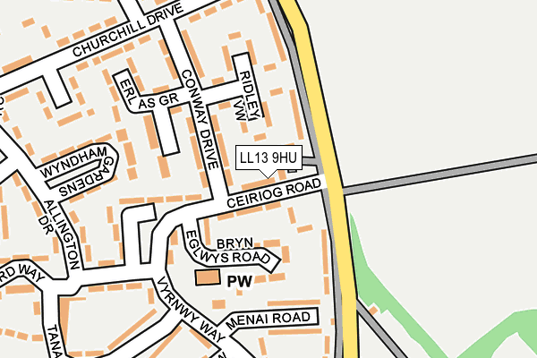 LL13 9HU map - OS OpenMap – Local (Ordnance Survey)