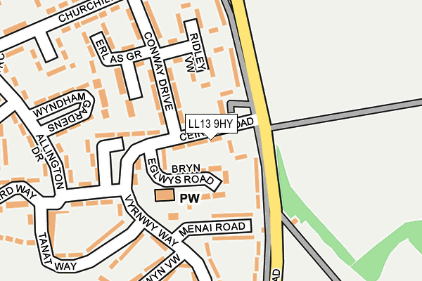LL13 9HY map - OS OpenMap – Local (Ordnance Survey)
