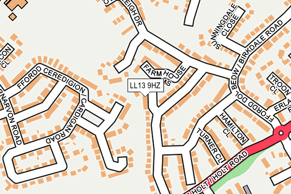 LL13 9HZ map - OS OpenMap – Local (Ordnance Survey)