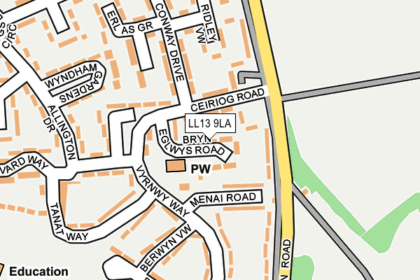 LL13 9LA map - OS OpenMap – Local (Ordnance Survey)